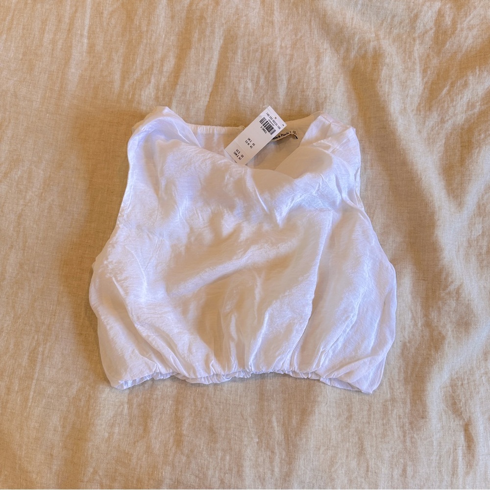 Abercrombie & Fitch White Cropped Tank Top